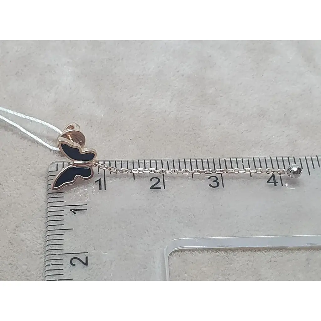 Золоті сережки-пуссети Столична Ювелірна Фабрика Метелики з емаллю. 111221ЕЧ - фото 6