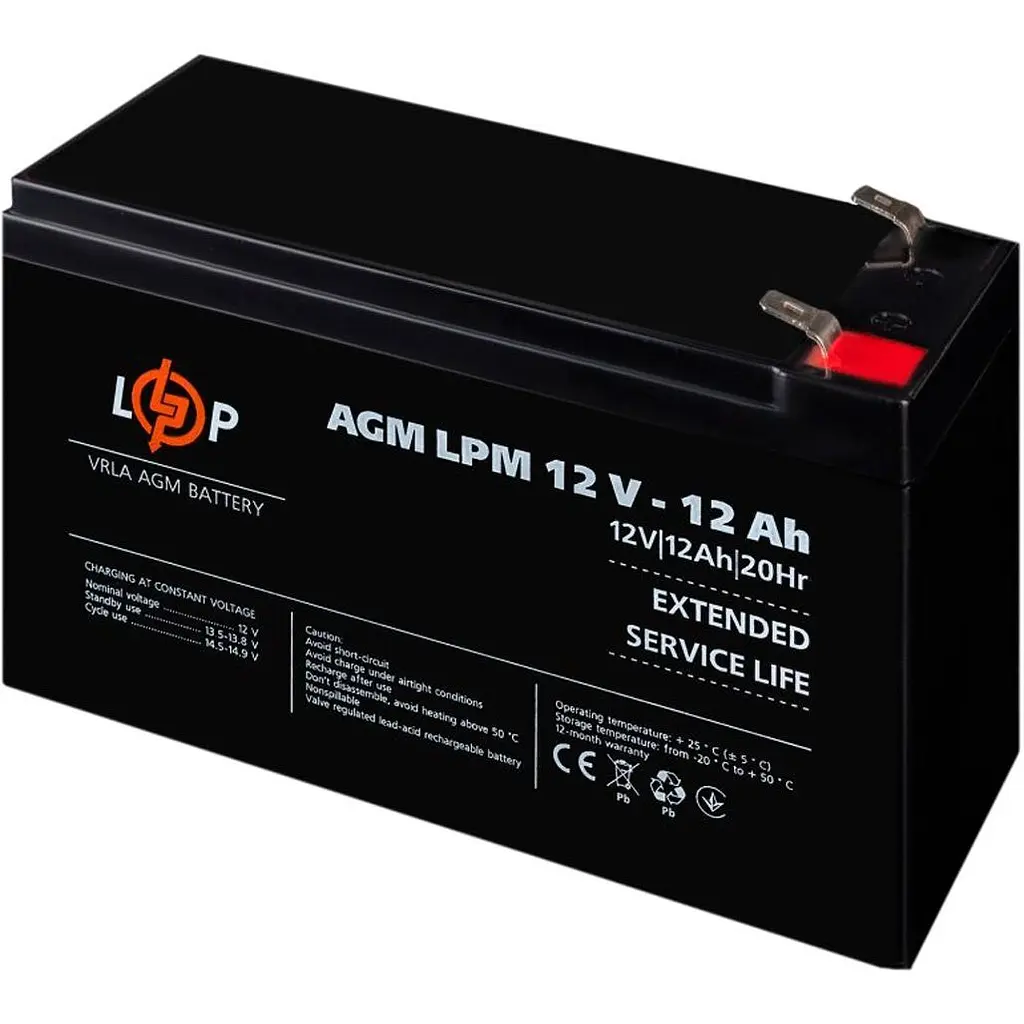 Акумулятор LogicPower AGM 12V/12Ah/144Wh [6550] [109868] - фото 4