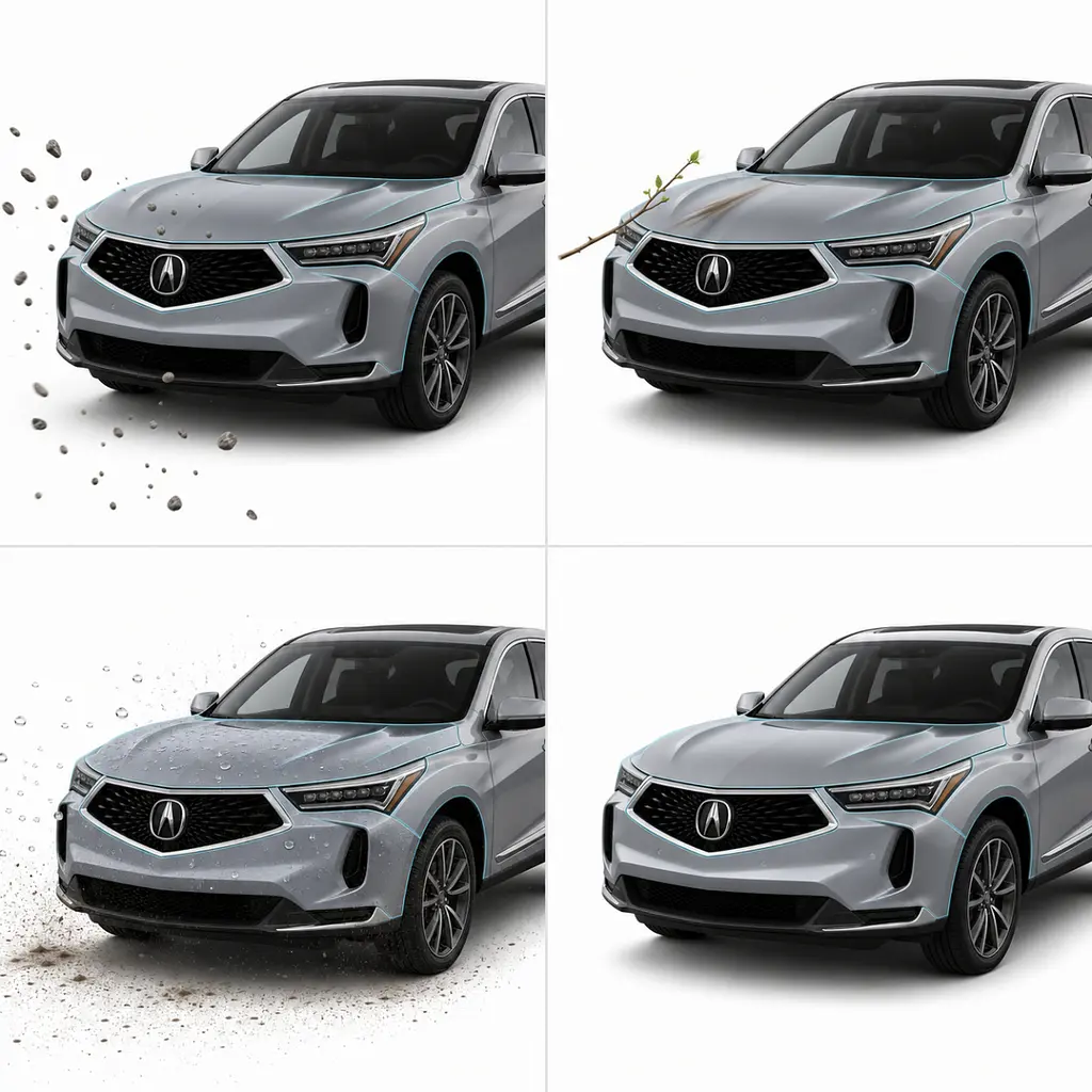 Антигравійна захисна бронеплівка за лекалами для Acura RDX TC1 facelift 2022 - дзеркала - фото 3