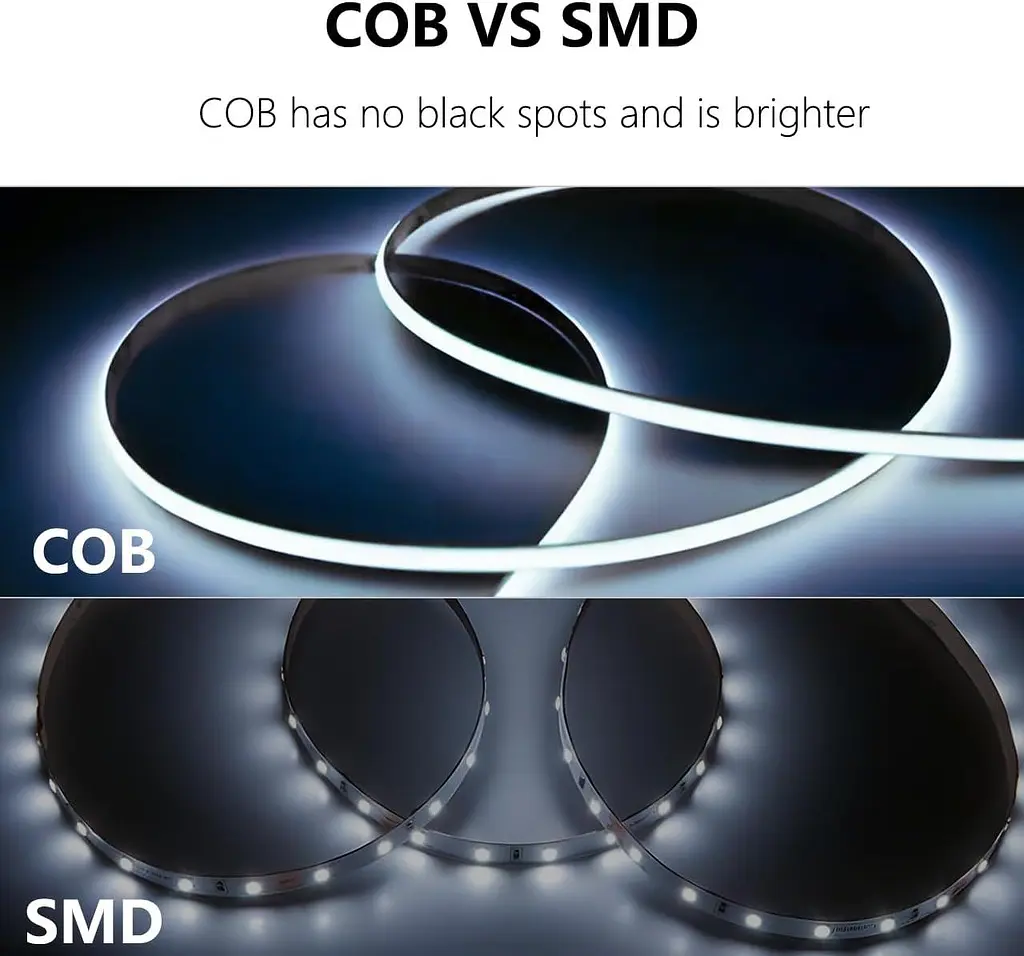 COB LED стрічка 24V Холодний білий 6000K 2m, Arote LED стрічка 3 мм шириною димоване світло високої щільності DIY 384LEDs/м - фото 4