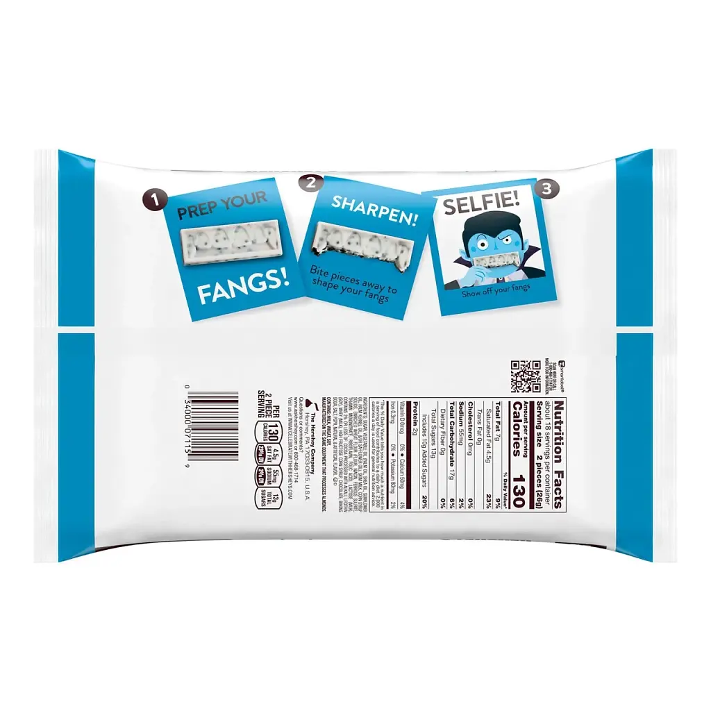 Шоколадні батончики Hershey's Cookies 'n' Creme Fangs Halloween Candy 459 г - фото 7