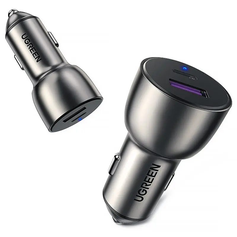Автозарядка 2xUSB 36W USB-C+USB-A QC 3.0+ Косм. Сіра CD213 UGREEN - фото 3