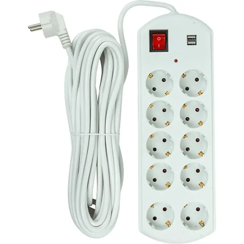 Мережевий фільтр живлення PowerPlant 10м, 10 розеток, USB, євро, 100% мідь (YS-N6065/10) (EX610563) - фото 2