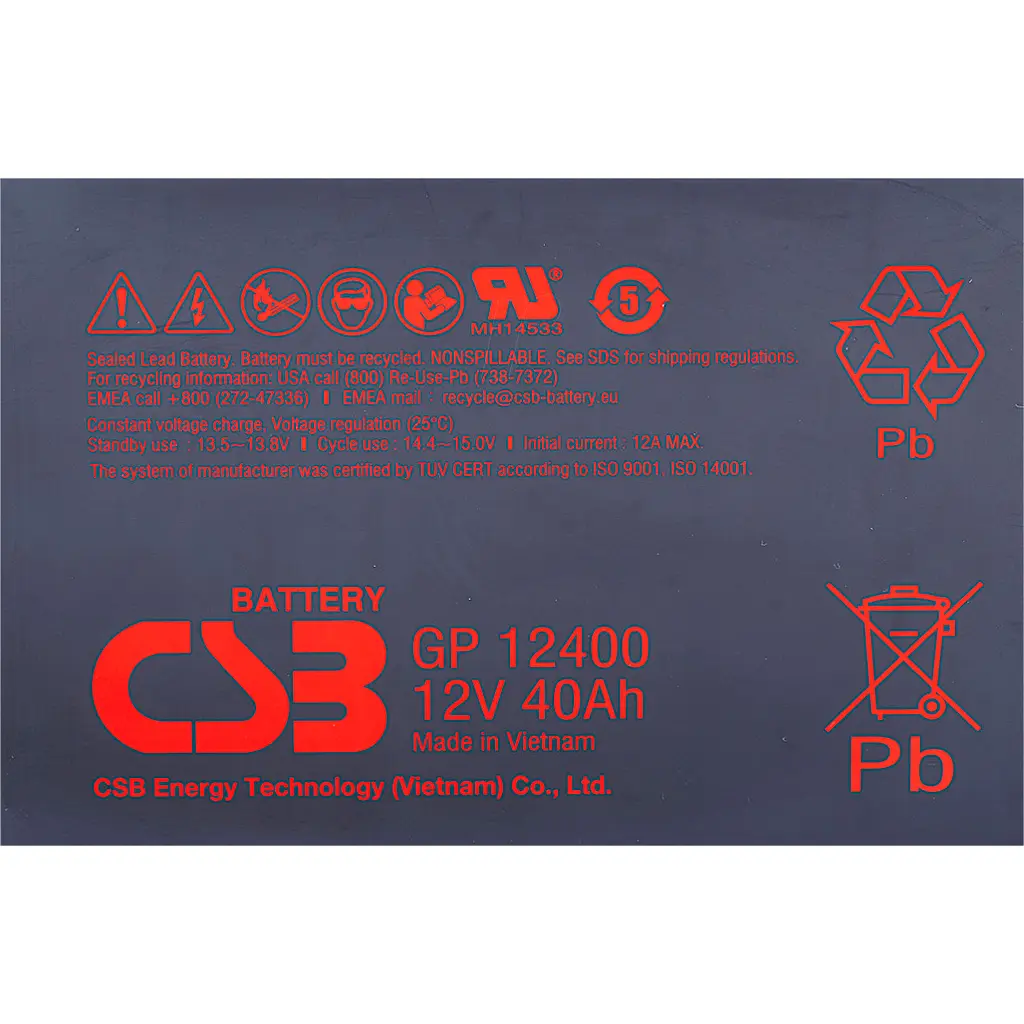 Аккумулятор CSB AGM 12V (12V/40Ah/480Wh) (GP12400) [112284] - фото 2