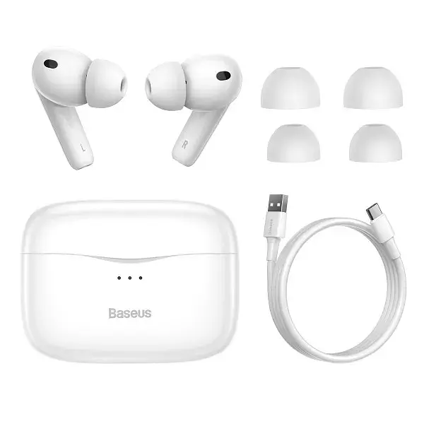 Навушники Bluetooth Baseus SIMU ANC True Wireless Earphones S2 | 42/480mAh, 6/24Hours (NGS2-02) white - фото 6