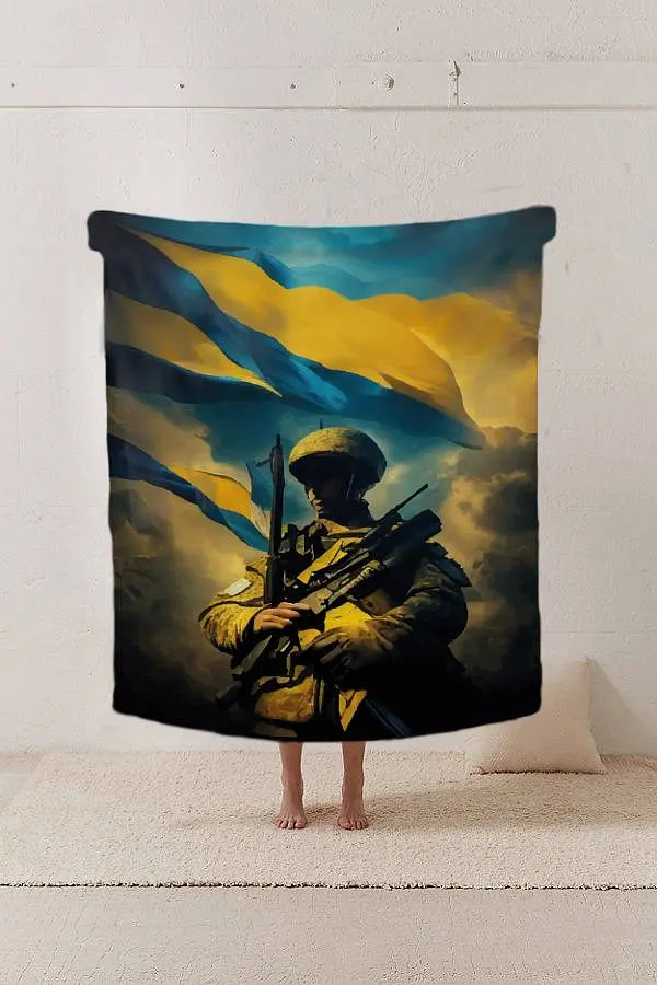 Плед патріотичний 3D Захисник України 12187 135х160 см - фото 2