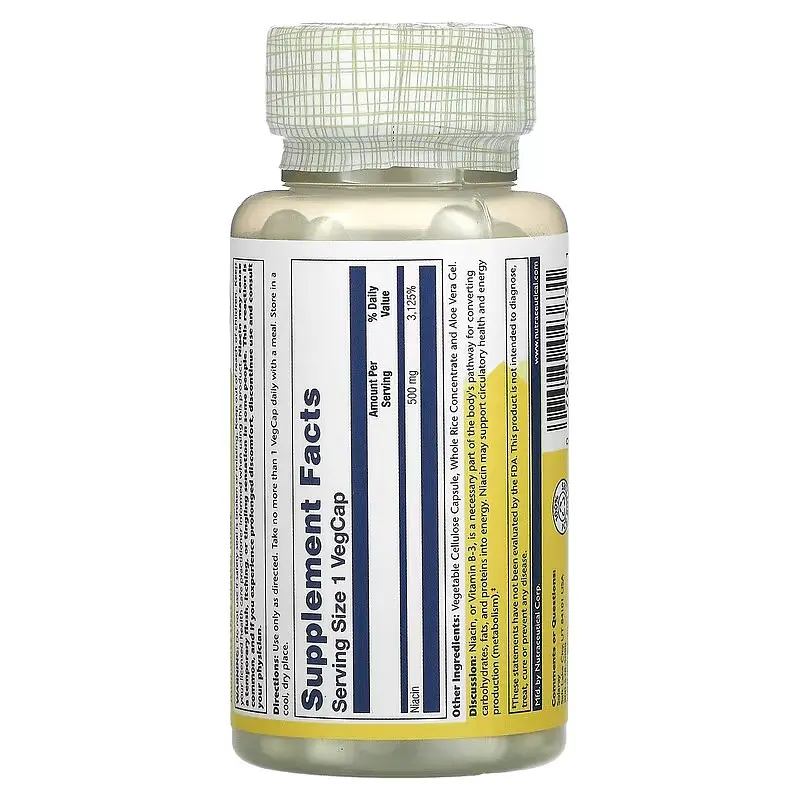 Ніацин (B-3) Niacin 500 mg 100 капсул Solaray vit0005296 - фото 2