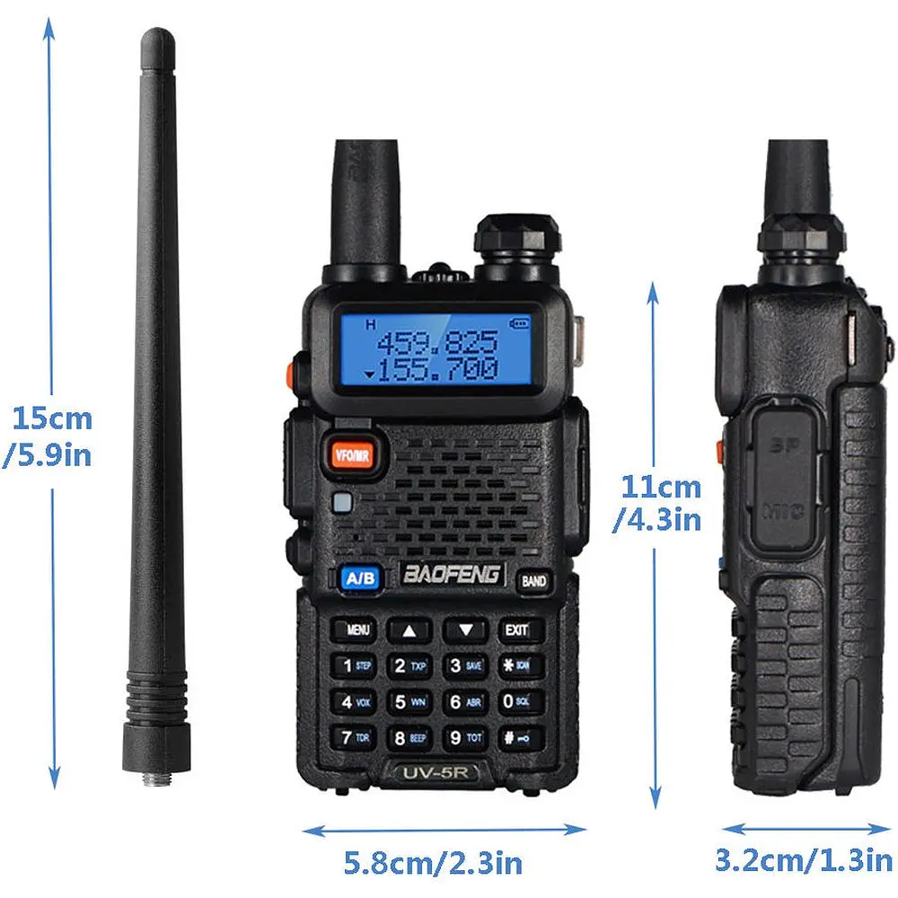 Портативна тактична рація Baofeng UV-5R 5W дводіапазонна з гарнітурою VHF136-174/UHF400-520 МГц (18835) - фото 5