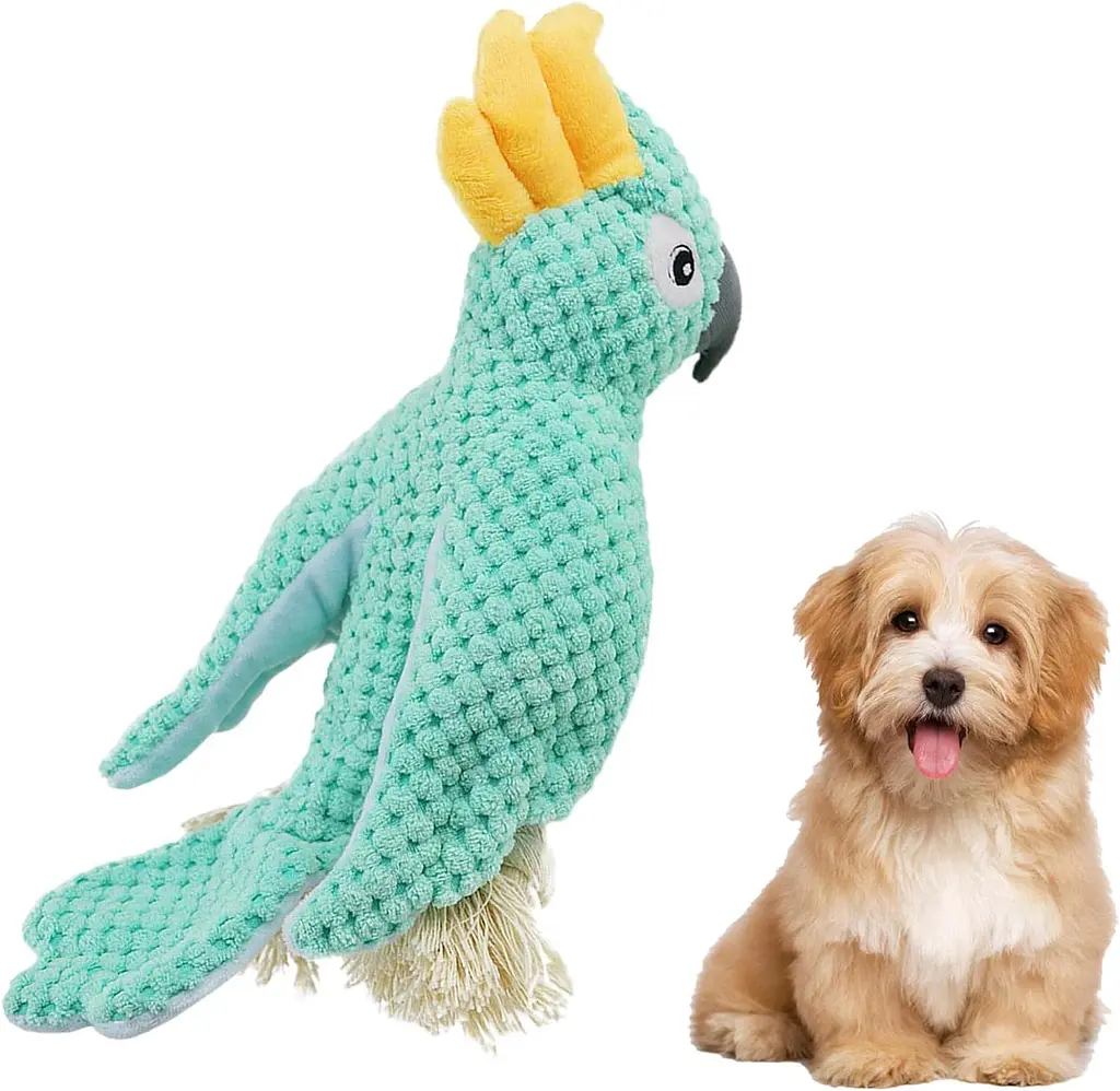 М'яка іграшка для собак Fuzzy - Bird Dog Squeaky Toy з мотузками і пищалкою, бірюзова - фото 8