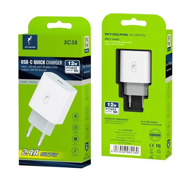 Сетевого зарядного пристрою SkyDolphin SC38T (1USBx2.4A) Білий (SDMZP-000181) - фото 3