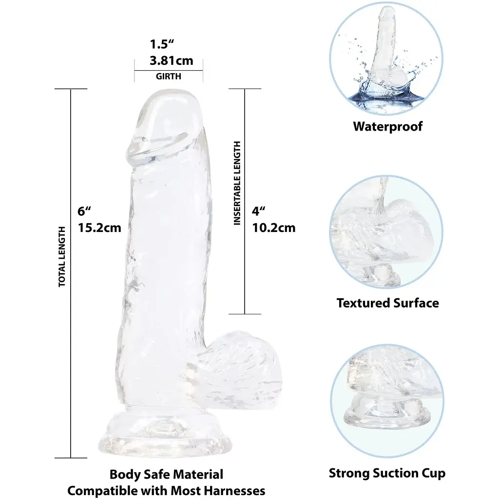 Фалоімітатор Addiction - Clear Dildo With Balls 6 - фото 2