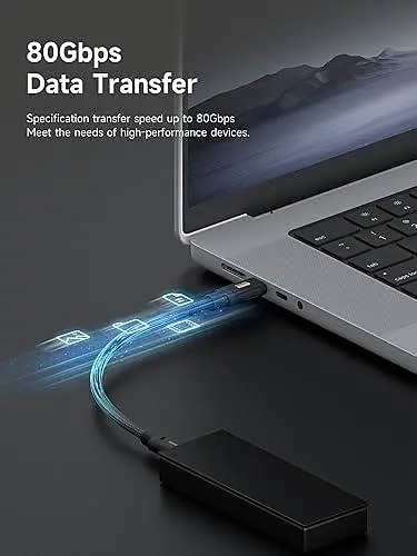 Кабель USB4 Thunderbolt 5 HAGiBiS Type-C 120Gbps 240W Black Soft 1 метр - фото 5