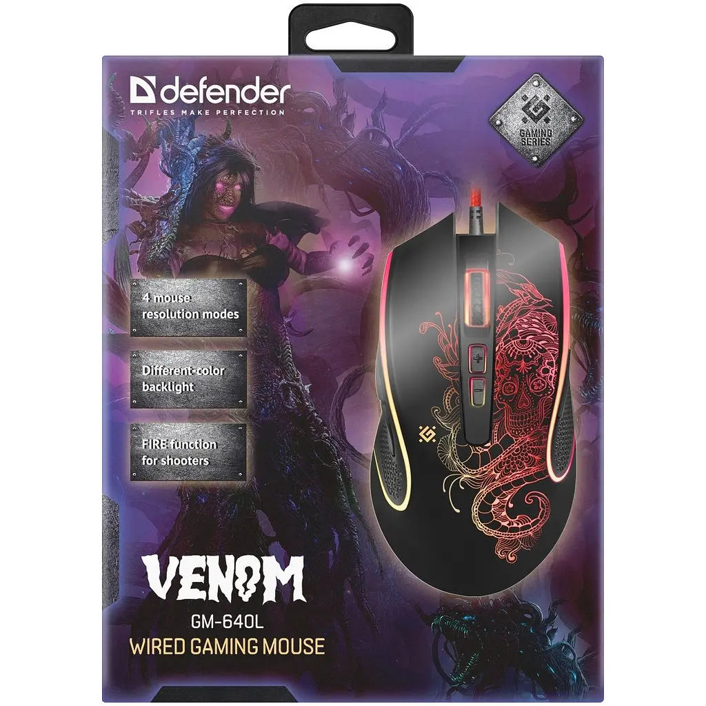 Мишка Defender Venom GM-640L Black (52640) - фото 5