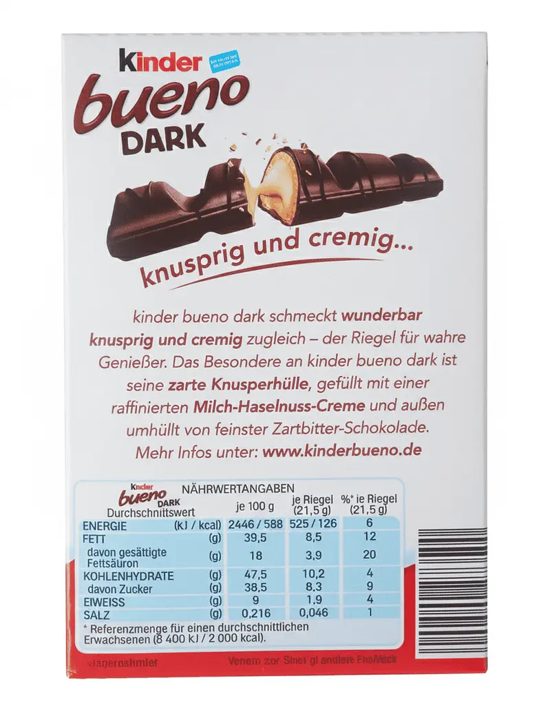 Шоколадні батончики Kinder Bueno Dark 6 шт, 129 г - фото 5