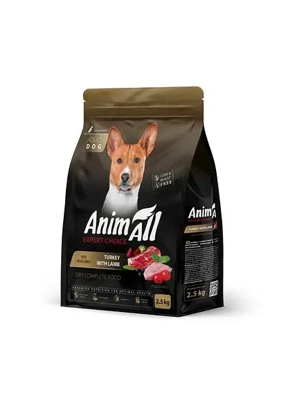Сухий корм AnimAll для собак середніх порід зі свіжою індичкою та ягням, 2,5 кг