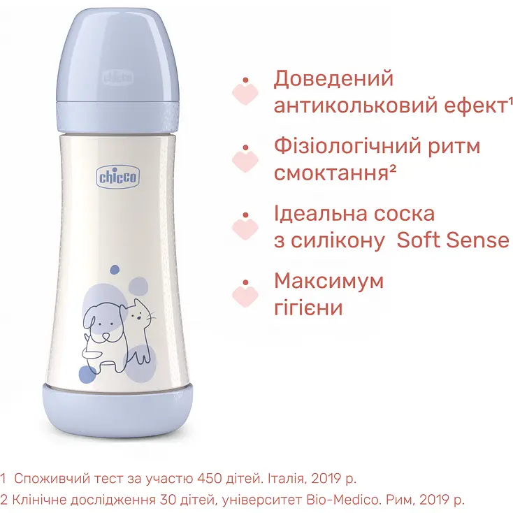 Пляшка для годування Chicco Perfect 5 пластикова із силіконовою соскою 4+ місяці блакитний 300 мл (20235.22.40) - фото 3