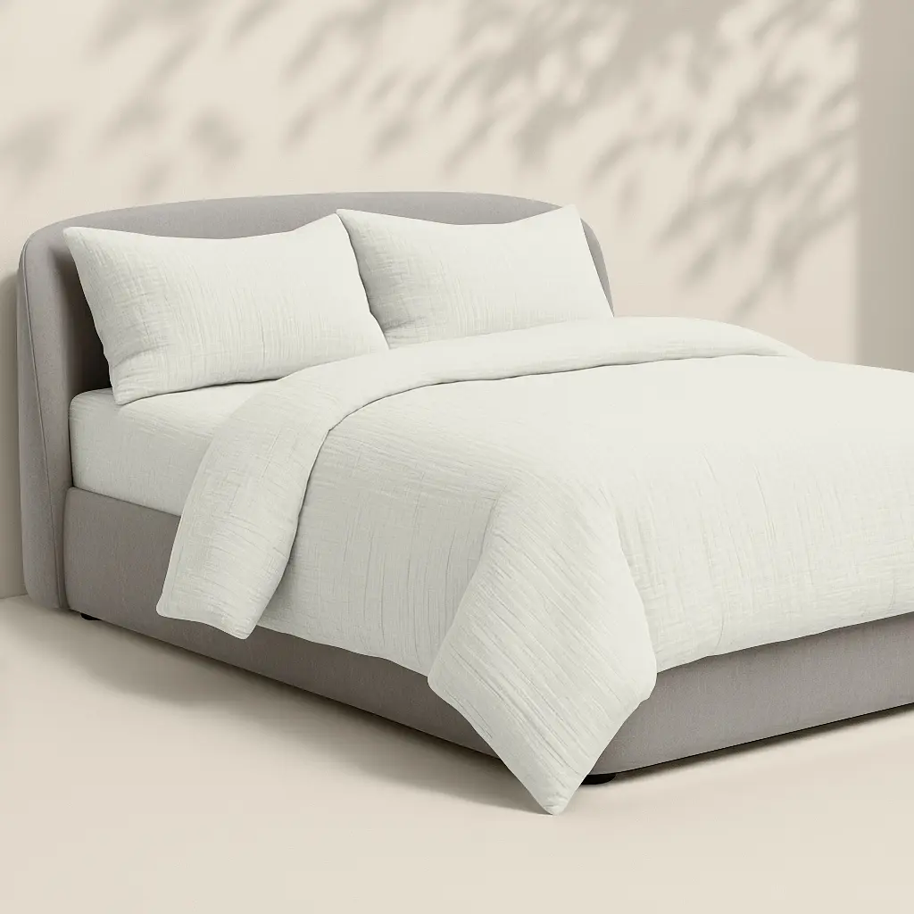 Комплект постільної білизни Cosas євро без простирадла муслін VANILLACREAM 200 x 220 см (Set_Muslin_02VanillaCream_200_2) - фото 3