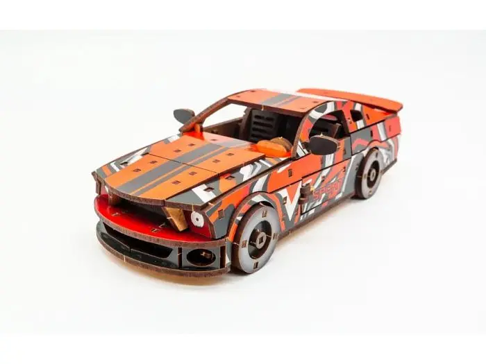 Дерев'яний 3D конструктор Muscle car GT, Puzzleоk (Puz-00641), 162 дет. (червона) - фото 5