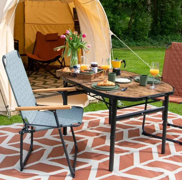 Стіл Bo-Camp Woodbine Oval 100x70 cm Black/Wood look (1404185) - фото 8