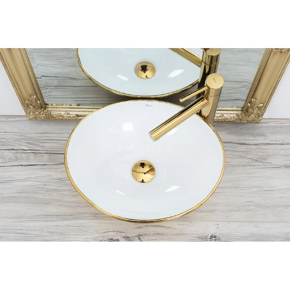 Умивальник Rea Sofia 34,5x40,9 gold/white (REA-U0456) - фото 6