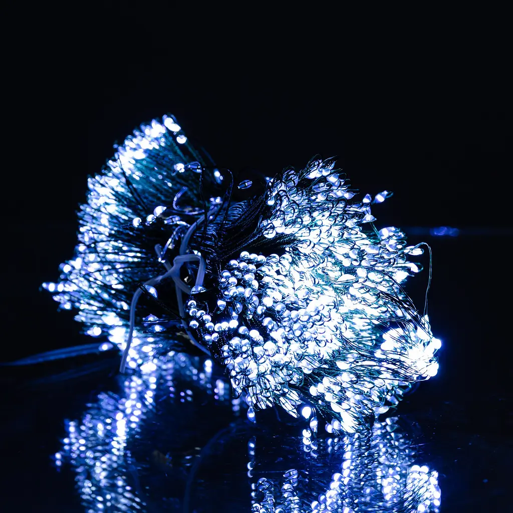 Гірлянда Кінський хвіст Мішура 1800 LED 20 ниток 3 м зелена, білий GarlandoPro D1800L3MGW - фото 7