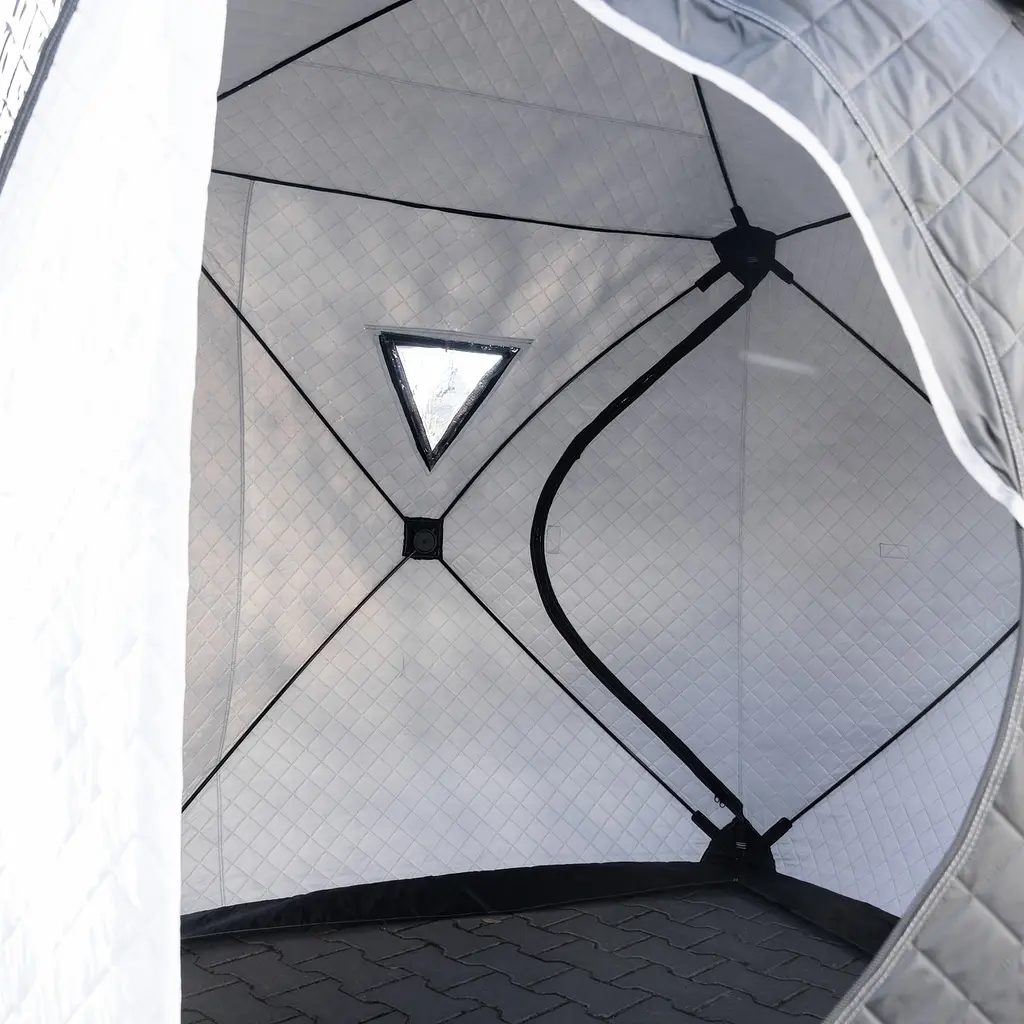 Палатка зимняя утепленная "Куб" (3-местная 210х210х210), Зимняя палатка для рыбака туризма кемпинга и путешествий черный Lugi LU-BD18B - фото 7