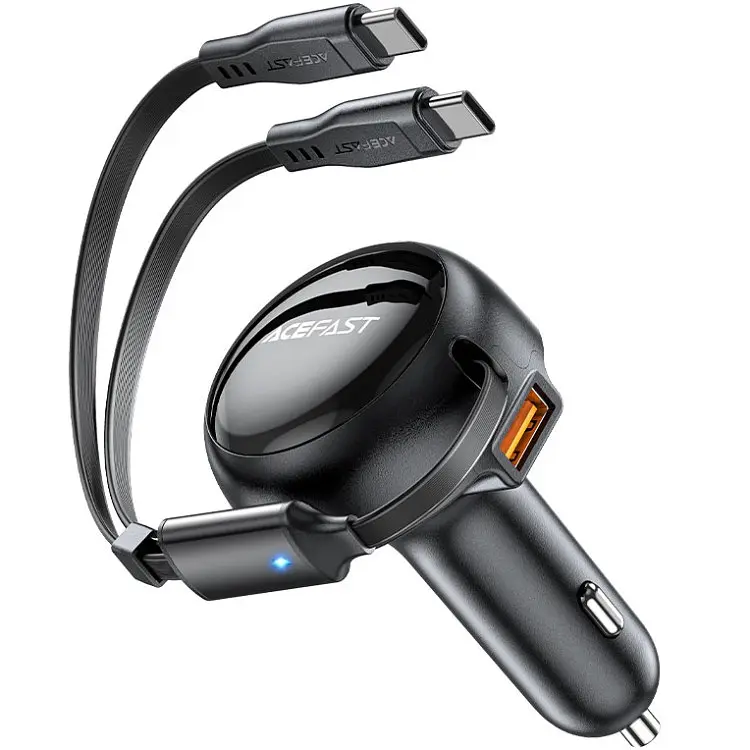 Автозаряджання 3xUSB 53W (2xUSB-C+USB-A) + cable USB-C 2in1 B13 Acefast - фото 3