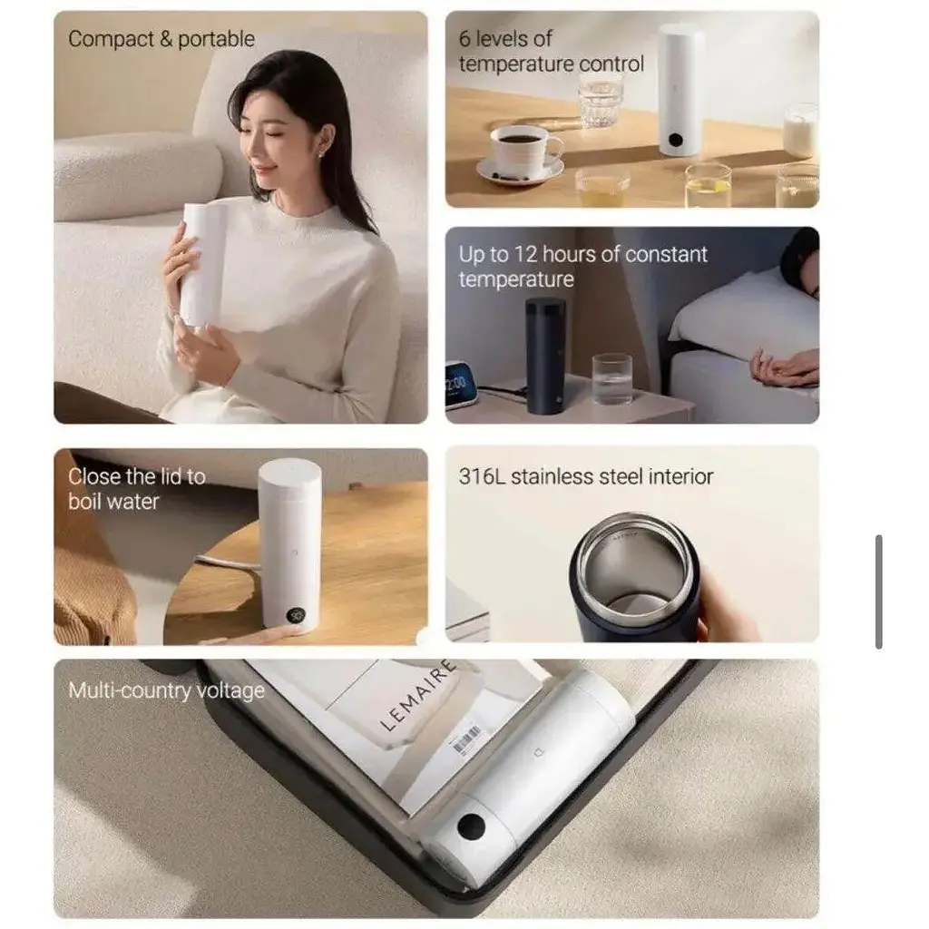 Смарт чашка-термос Xiaomi MiJia Portable Electric Cup 2 электрический 350 мл белый - фото 9