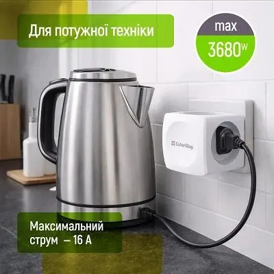 Мережевий розгалужувач ColorWay (CW-CHE4W) 4 розетки (CW-CHE4W) - фото 9