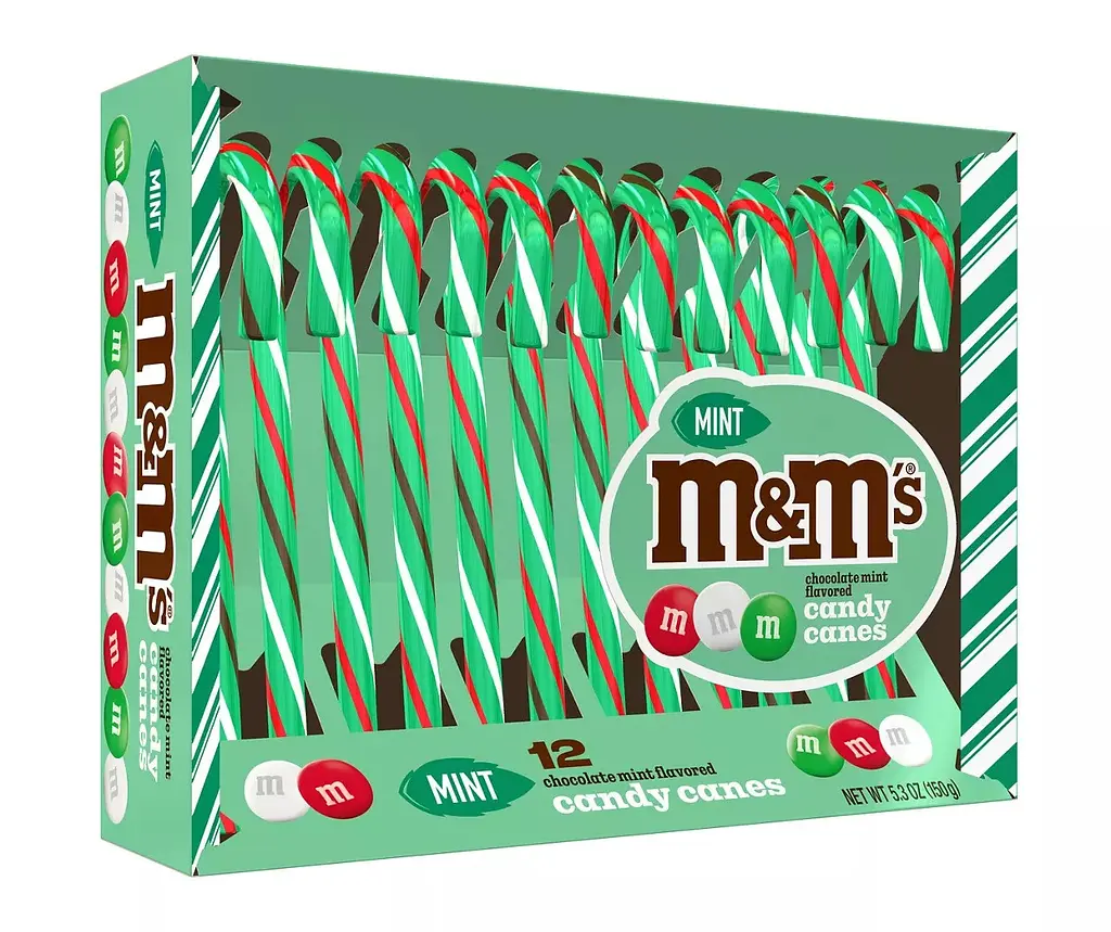 Льодяники M&M's Chocolate Mint Flavored Candy Canes 150g - фото 2