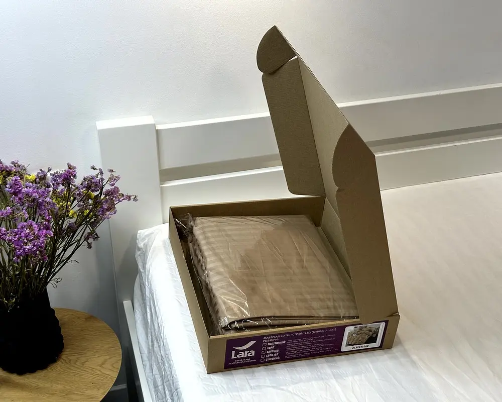 Постільна білизна LARA сатин-страйп LUX natural d13204s сімейна - фото 6