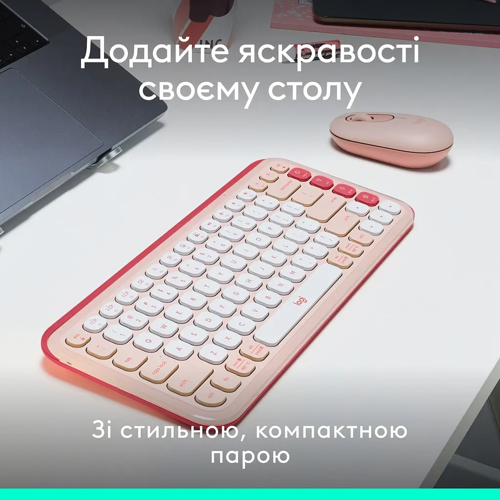 Комплект (клавіатура, миша) бездротовий Logitech Pop Icon Combo Rose (920-013142) - фото 3