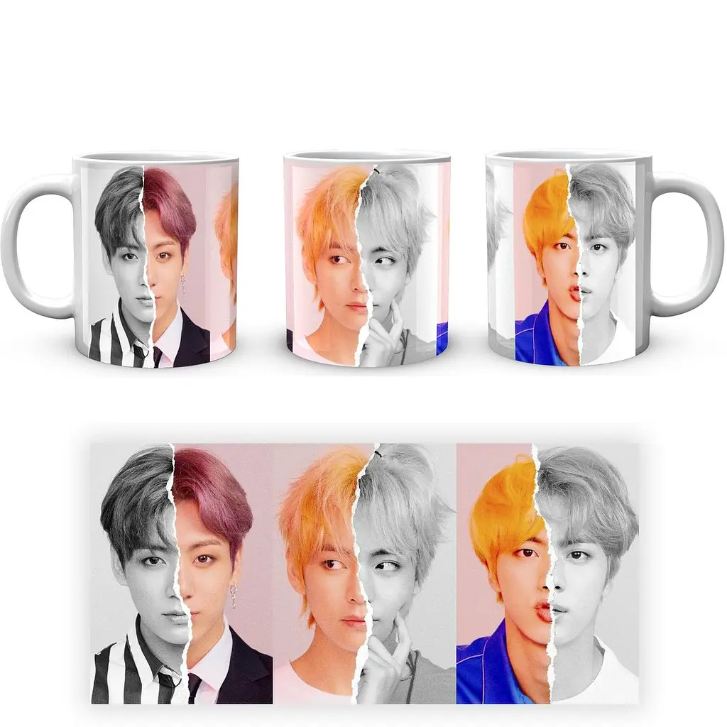 Кухоль GeekLand Bangtan Boys Чон Чонгук, Кім Техен, Кім Сокджін BTS CP 04.464 330 мл білий - фото 3