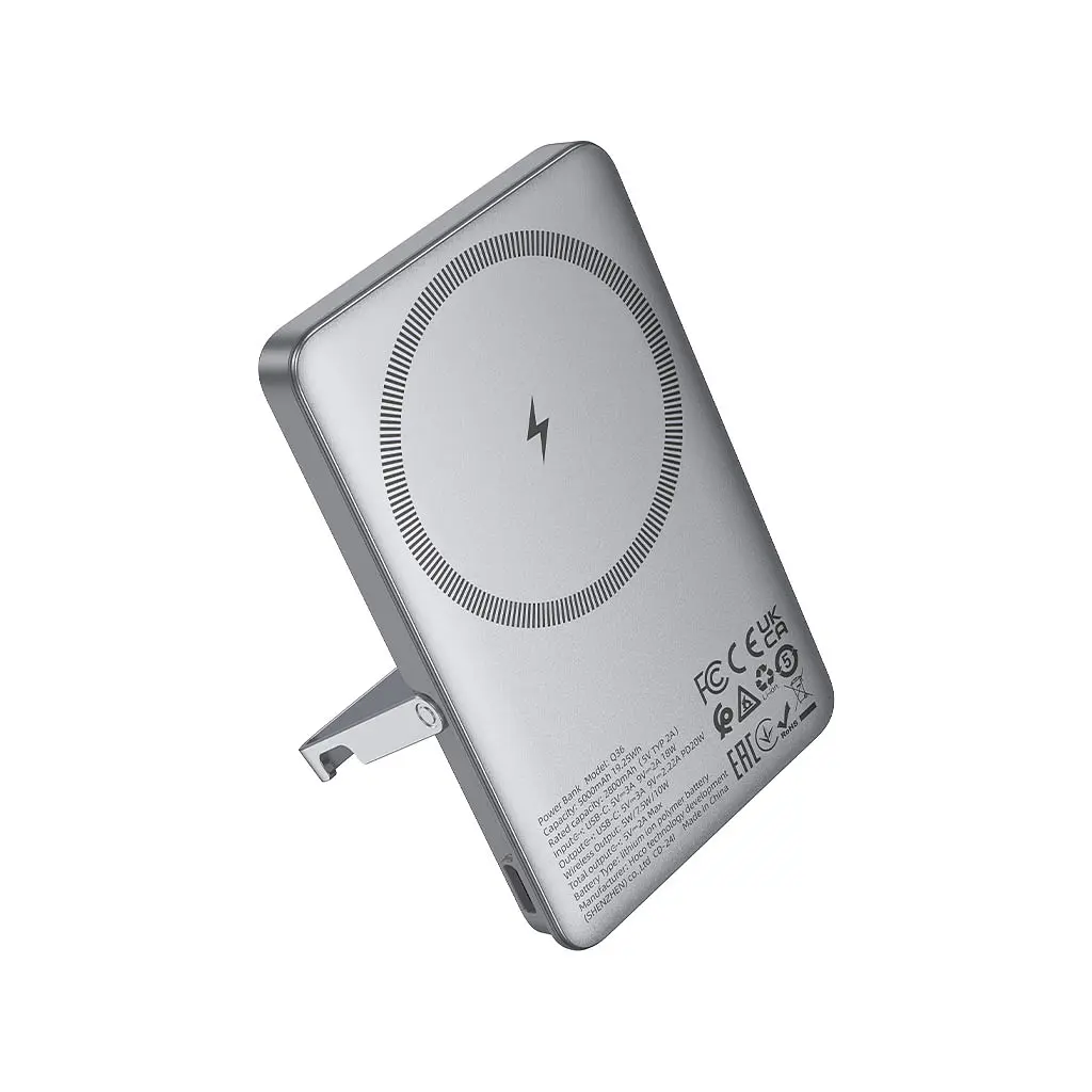 Батарея універсальна HOCO 5000mAh Sunlight PD/20W Magnetic Metal Grey (Q36 / 714986) - фото 4