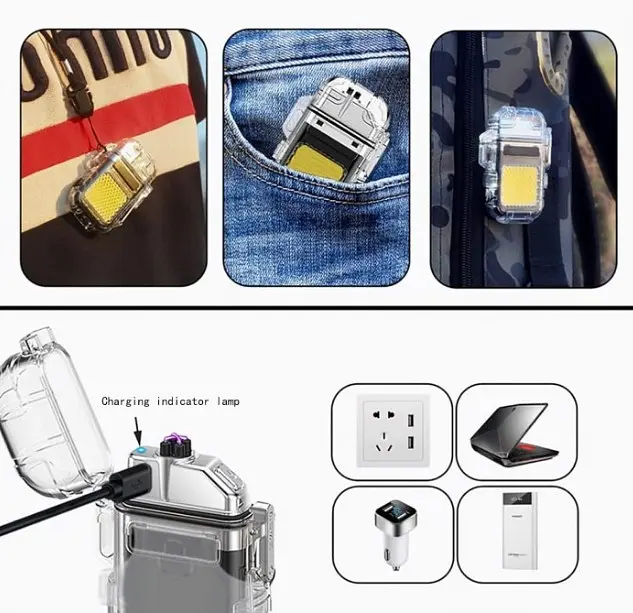 Потужна акумуляторна запальничка електроімпульсна USB з ліхтариком IPX64 ARC Lighter UKC 209 - фото 8