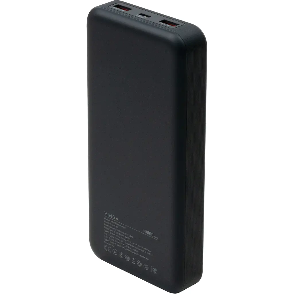 Батарея універсальна Vinga 30000 mAh 100W Display VA Grey (Li-Ion) (VPBB30100) - фото 4