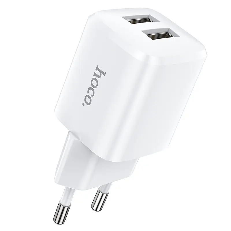 Адаптер мережевий HOCO Briar dual port charger N8 2 USB білий - фото 4