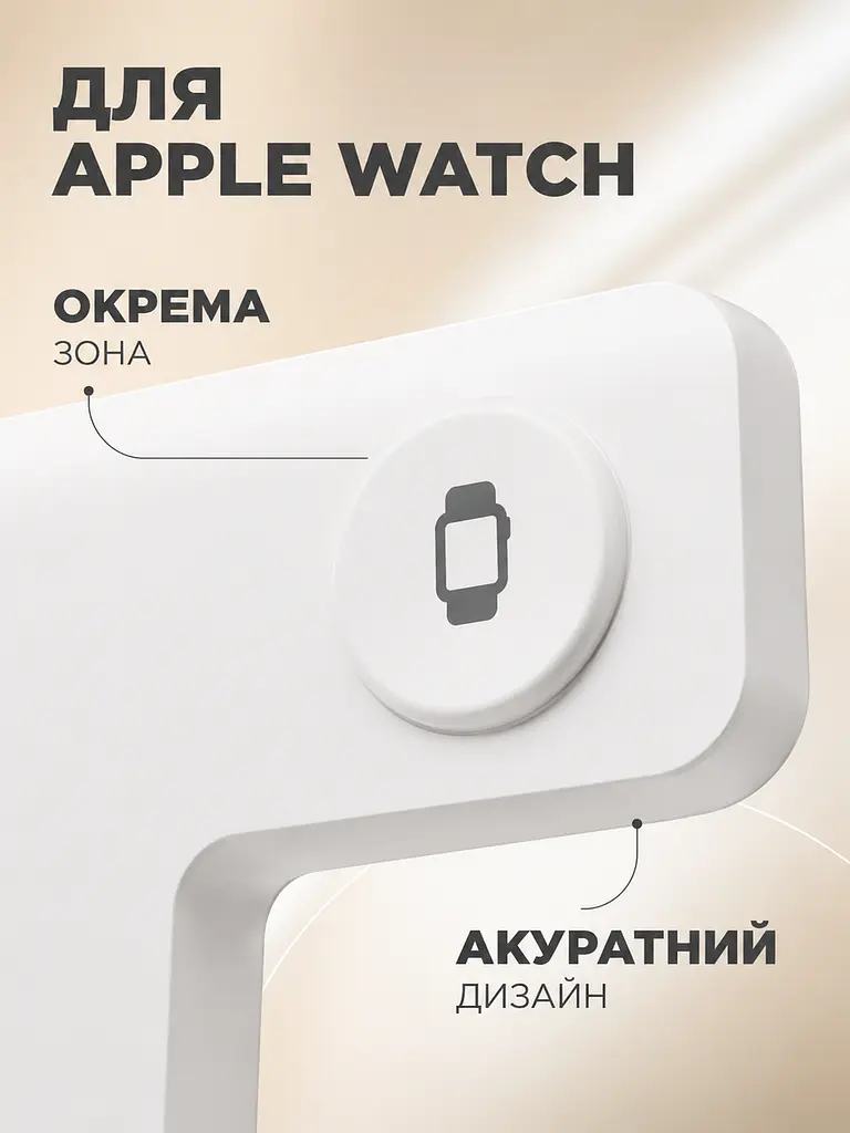 Беспроводная зарядная станция 3 в 1 15 W для iPhone, Apple Watch и AirPods белая (49676321) - фото 5