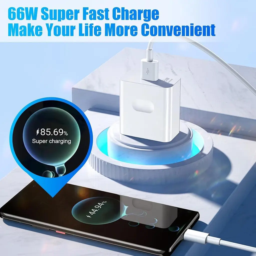 Зарядний пристрій GBULTR 66W SuperCharge для Huawei та Honor, USB-C 6A з кабелем 1 м - фото 7