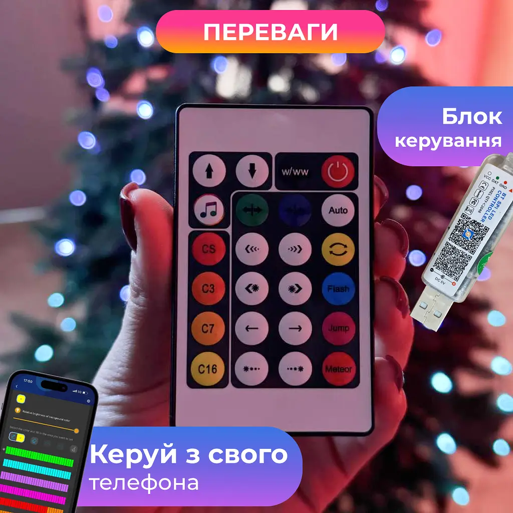 Розумна гірлянда Smart GarlandoPro 250 LED довжина 2,5 м з керуванням зі смартфона зелена, мультиколор (1733043GR) - фото 2