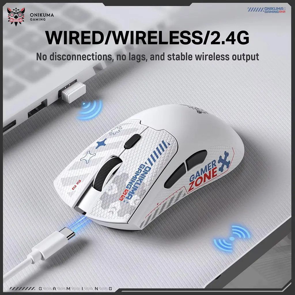 Компьютерная мышка Onikuma DM-01 Pro 12800 DPI Bluetooth для компьютера и ноутбука Белый - фото 7