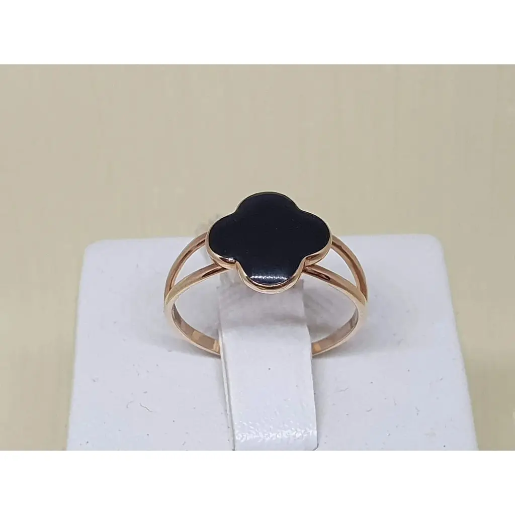 Золоте кільце Родинні коштовності Конюшина з емаллю. 1710556 17 - фото 4