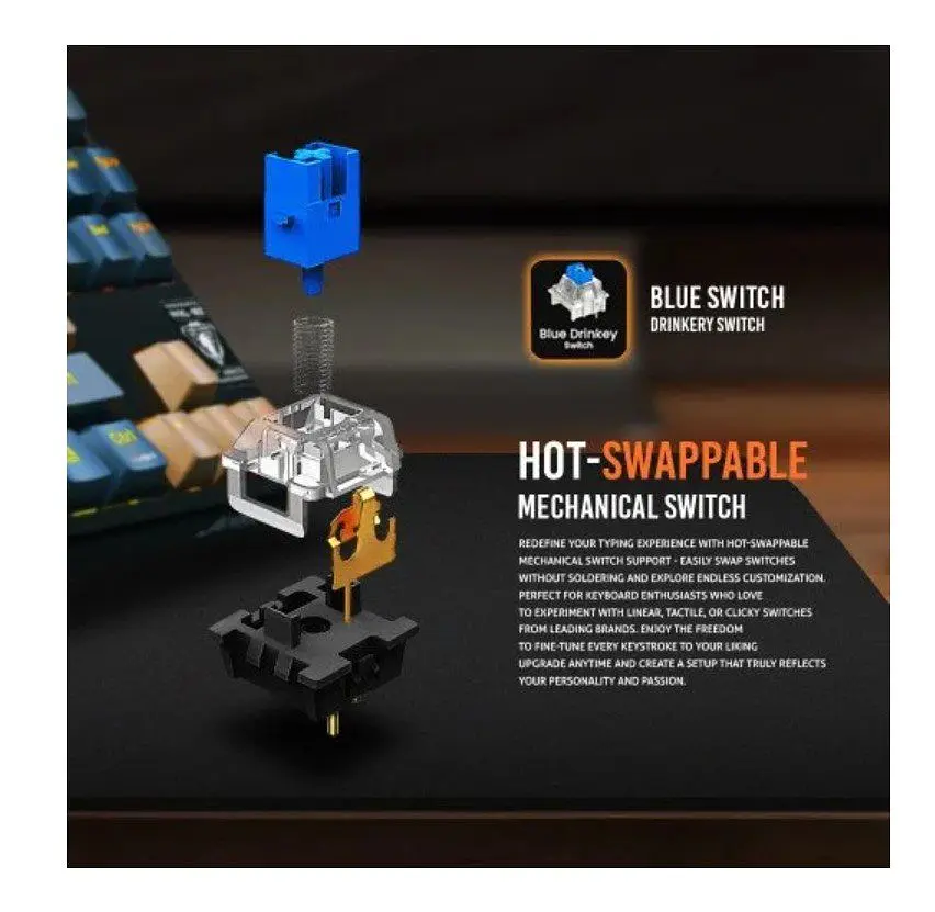 Клавіатура ігрова механічна бездротова JEDEL WKL102 Tri-Mode Hot-Swap Swich Black - фото 7