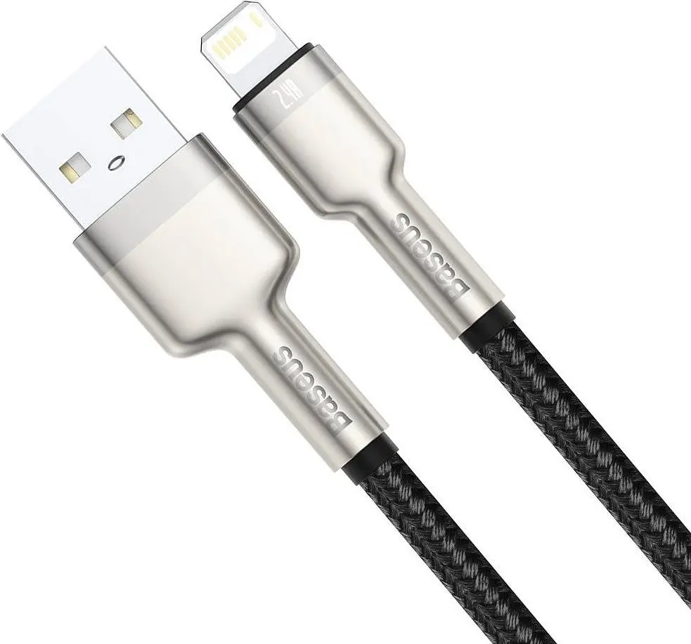 Кабель Baseus Cafule Series Metal Data Cable USB to IP 2.4A 0.25m black (CALJK-01) - фото 2