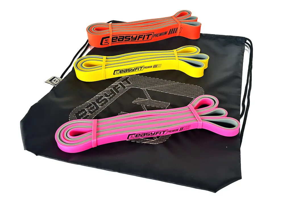 Комплект двухслойных резинок для подтягиваний Premium 7-45 кг (3 шт) EasyFit fit0024853 - фото 3