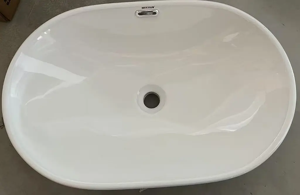 Умивальник врізний на стільницю Mixxus Premium Ellipse-1601 600x400x190 мм з переливом MP6569, Білий - фото 8