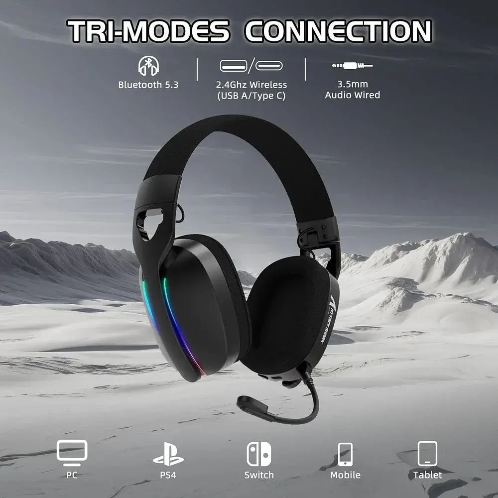 Ігрова гарнітура Attack Shark L90 Wireless,2.4GHz/Bluetooth/3.5mm PS4/PS5/Switch/Xbox/Mac/PC Black (L90B_AS) - фото 4