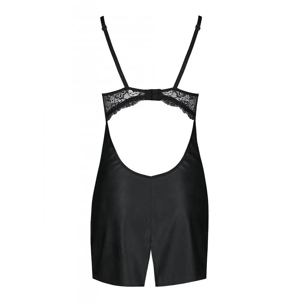 Бебі-дол з еко-шкіри та мережива Passion LOONA CHEMISE L/XL, black - фото 6
