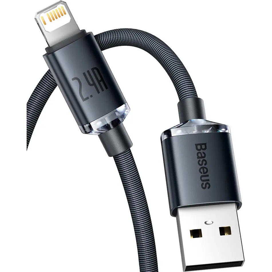 Кабель Baseus Crystal Shine Series USB to Lightning 2m Black (CAJY000101) [92815] - фото 2