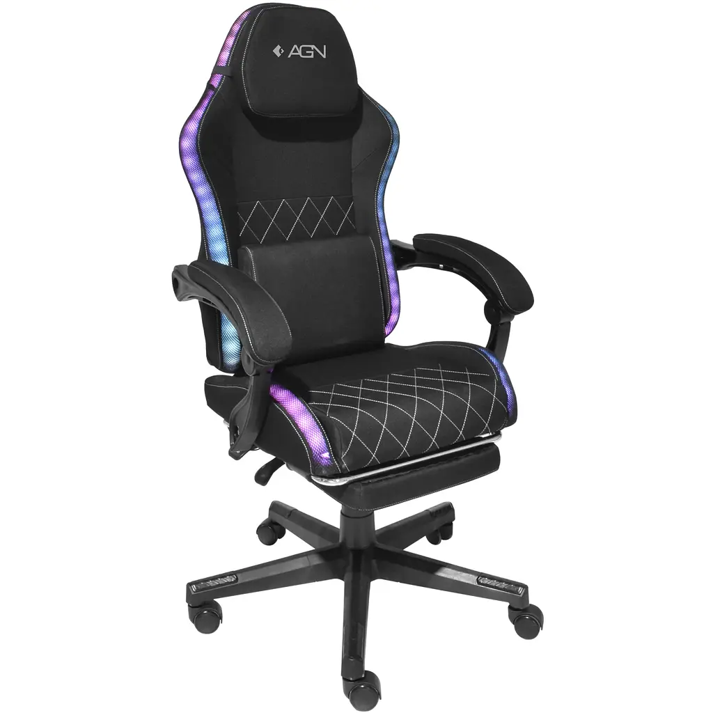 Крісло ігрове AGN 3 клас,150 кг, 80мм, RGB підсвітка, чорне - фото 2